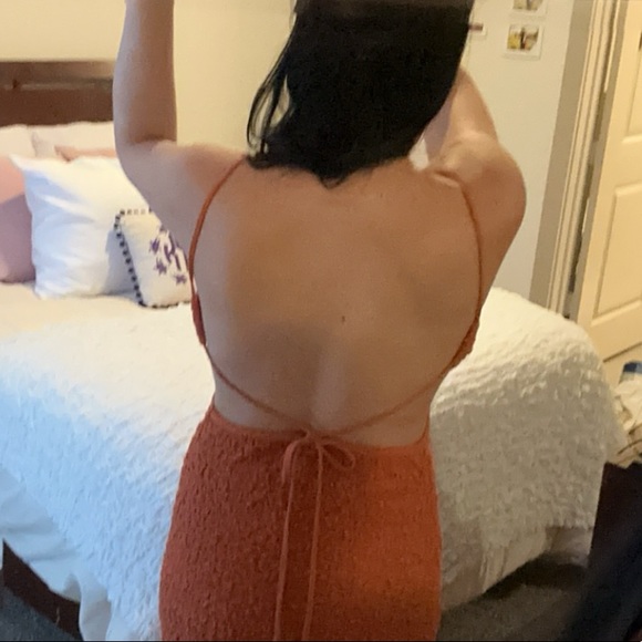 Free People smocked backless dress (burnt orange color) - Picture 6 of 6